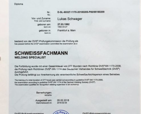 Metallbau Schweissfachmann